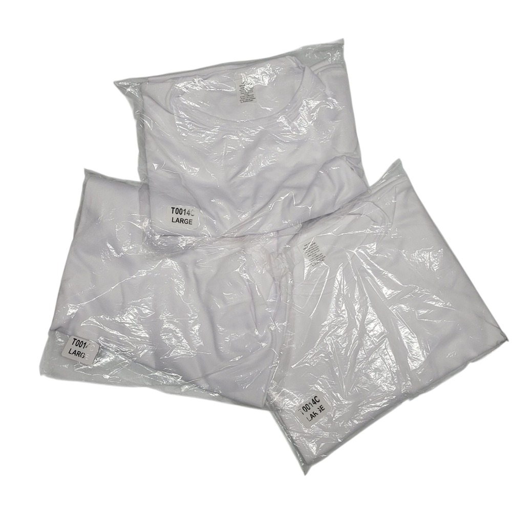 3 Pack Set‎ White T0014C Large Crew Neck Short Sleeve Polyester T Shirts Women